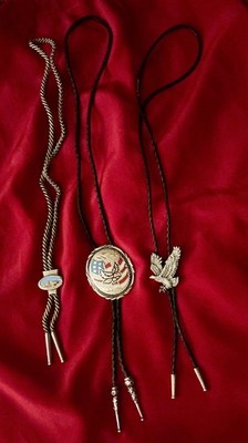 Three Patriotic Vintage Men s Bolo Ties (also called string ties, etc.) 