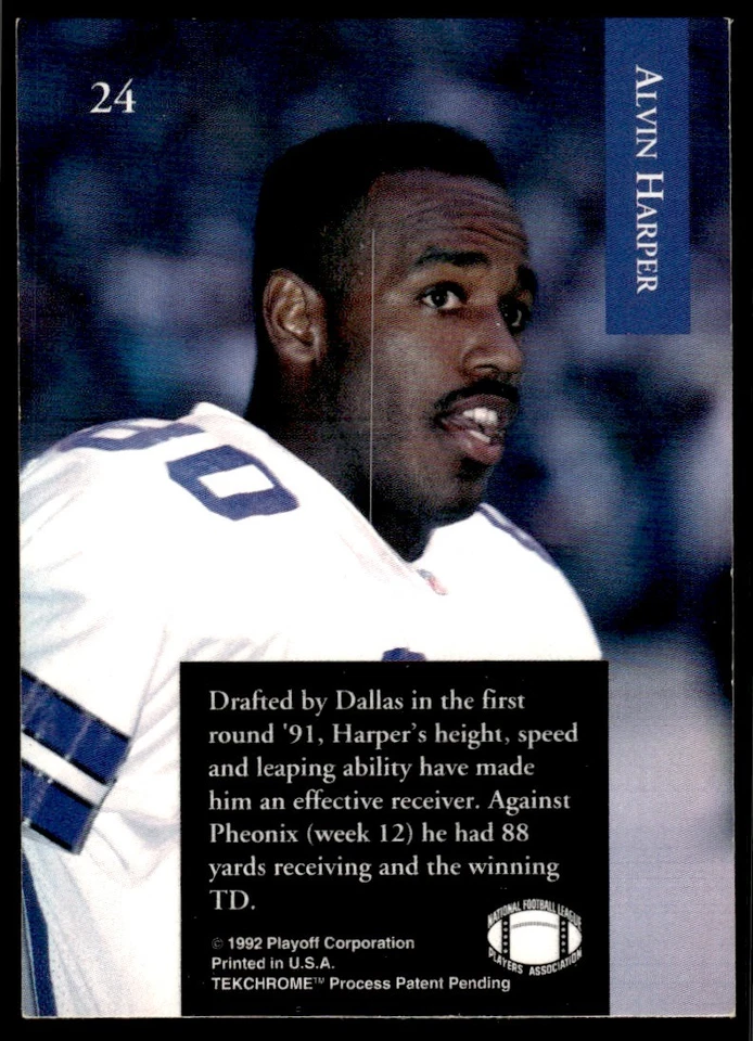 1992 Playoff Alvin Harper Dallas Cowboys #24 - Image 2 of 2
