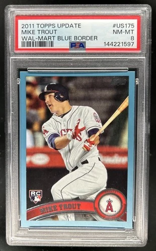 2011 Topps Update Mike Trout RC Walmart Blue Border Rookie #US175 Angels PSA 8