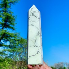 1.21LB Natural Howlite Obelisk Crystal Crystal Tower Wand Point Reiki Healing