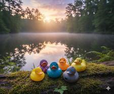 6pc Rubber Ducks Set Lot Robot Raggae Stripe Spot Rainbow Jeep Ducking Decorate