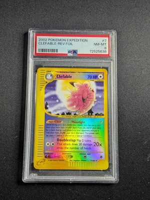 2002 Pokemon Expedition Clefable #7 Reverse Holo Foil PSA 8 Englisch