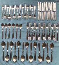 Cambridge Townhouse Satin Stainless Flatware Lot Of 55 Knives Forks Spoons Set