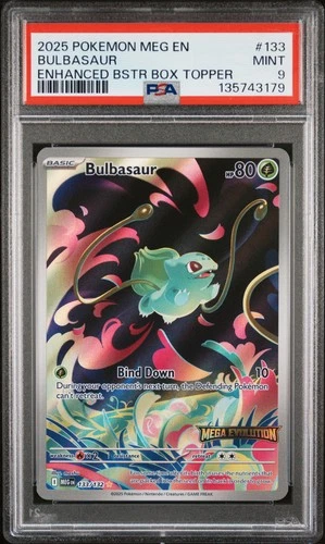 2025 POKEMON MEG EN-MEGA EVOLUTION ENHANCED BOOSTER BOX TOPPER BULBASAUR PSA 9
