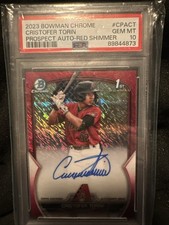 2023 BOWMAN CHROME PROSPECT CRISTOFER TORIN PROSPECT AUTO-RED SHIMMER /5 PSA 10