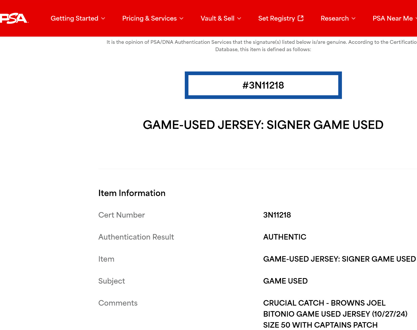 Joel Bitonio GAME WORN 10/27/24💪PHOTO MATCHED📸Cleveland Browns Nike NFL Jersey view 3