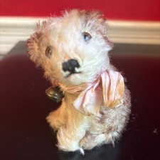 Steiff MOLLY DOG- 4 No ID, Mohair, Swivel Head, Original Bell and Ribbon