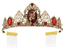 Disney Store Princess BELLE Beauty and the Beast Red Rose Metal Tiara Gems Crown