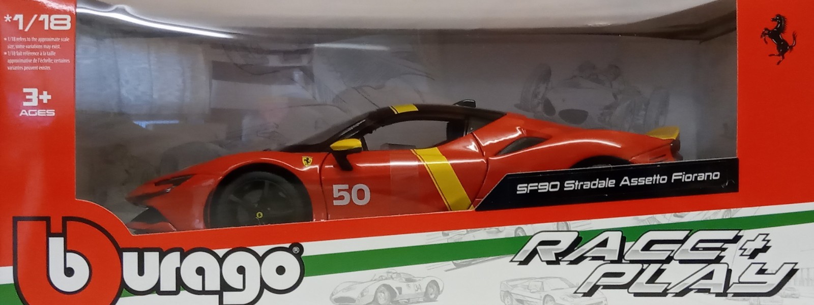 Bburago 1/18 Scale - Ferrari SF90 Stradale Assetto Fiorano (No50) 2025