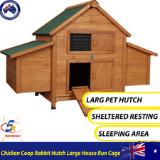 Chicken Coop Rabbit Hutch Large House Run Cage Wooden Outdoor Pet Guinea Pig NEW
