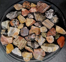 2lb Colorful Rough Rocks For Tumbling Agates, Jaspers, Quartz,Iron Slag Glass + 