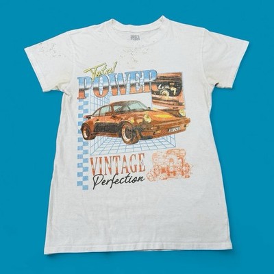 Brisco Apparel Vintage Perfection 80s Porsche Graphic White Tee T-Shirt Unisex M