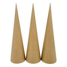 3 Pieces of Papier-mâché Cones for Crafts, Open, Christmas Tree Decoration for