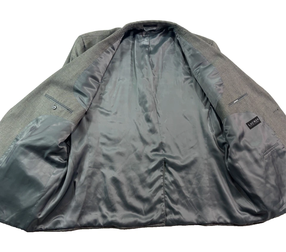 Ralph Lauren 54L Gray Nailhead Blazer Jacket Sport Suit Coat All Season Classic - Image 3 of 4