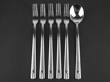 6 Pc Lot Fine Sense Stainless Flatware Seafood Cocktail Forks Small Spoon