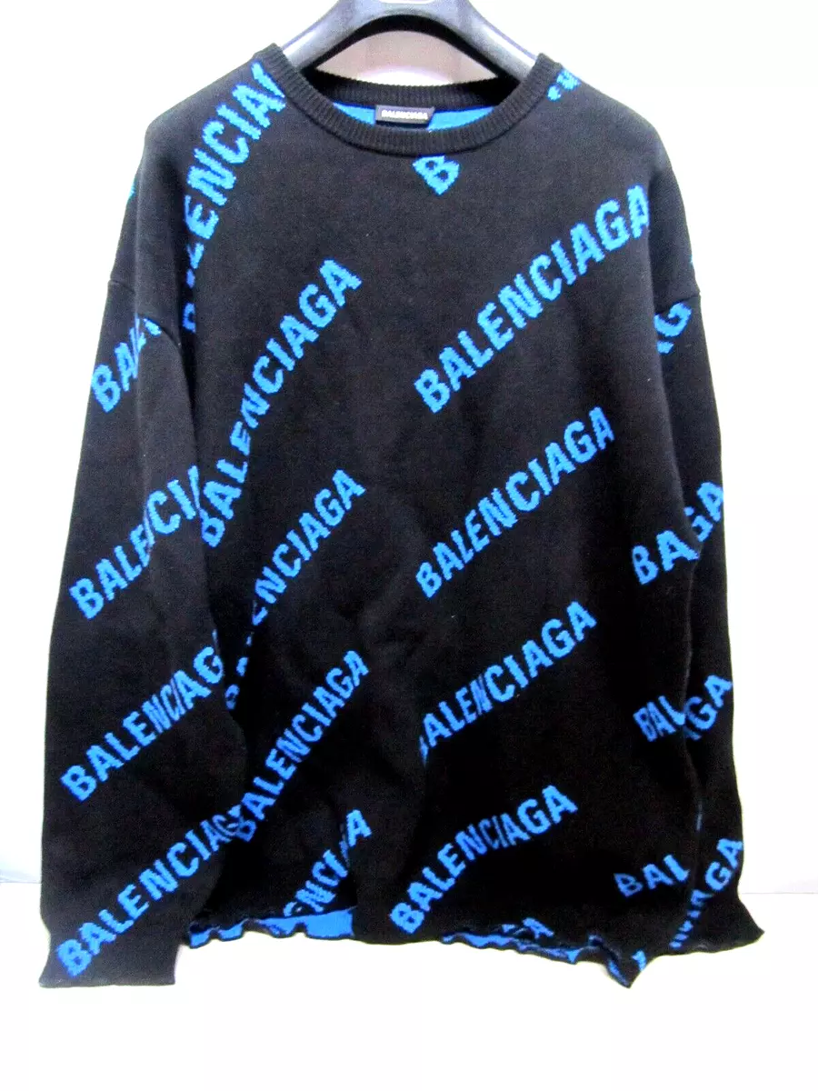 Balenciaga Mens logo oversize XL Black/Royal Blue 25&#034; 33&#034;Long | eBay