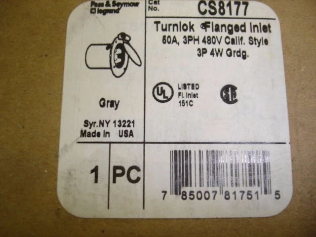 Enchufe de entrada trifásico Pass & Seymour CS8177 Turnlok 50A Foto 3 de 3