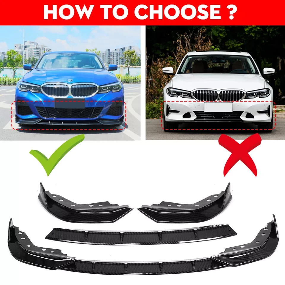 For BMW G20 M340i 330i 2019-2022 GT Style Carbon Fiber Front Bumper Lip Splitter - Image 3 of 4