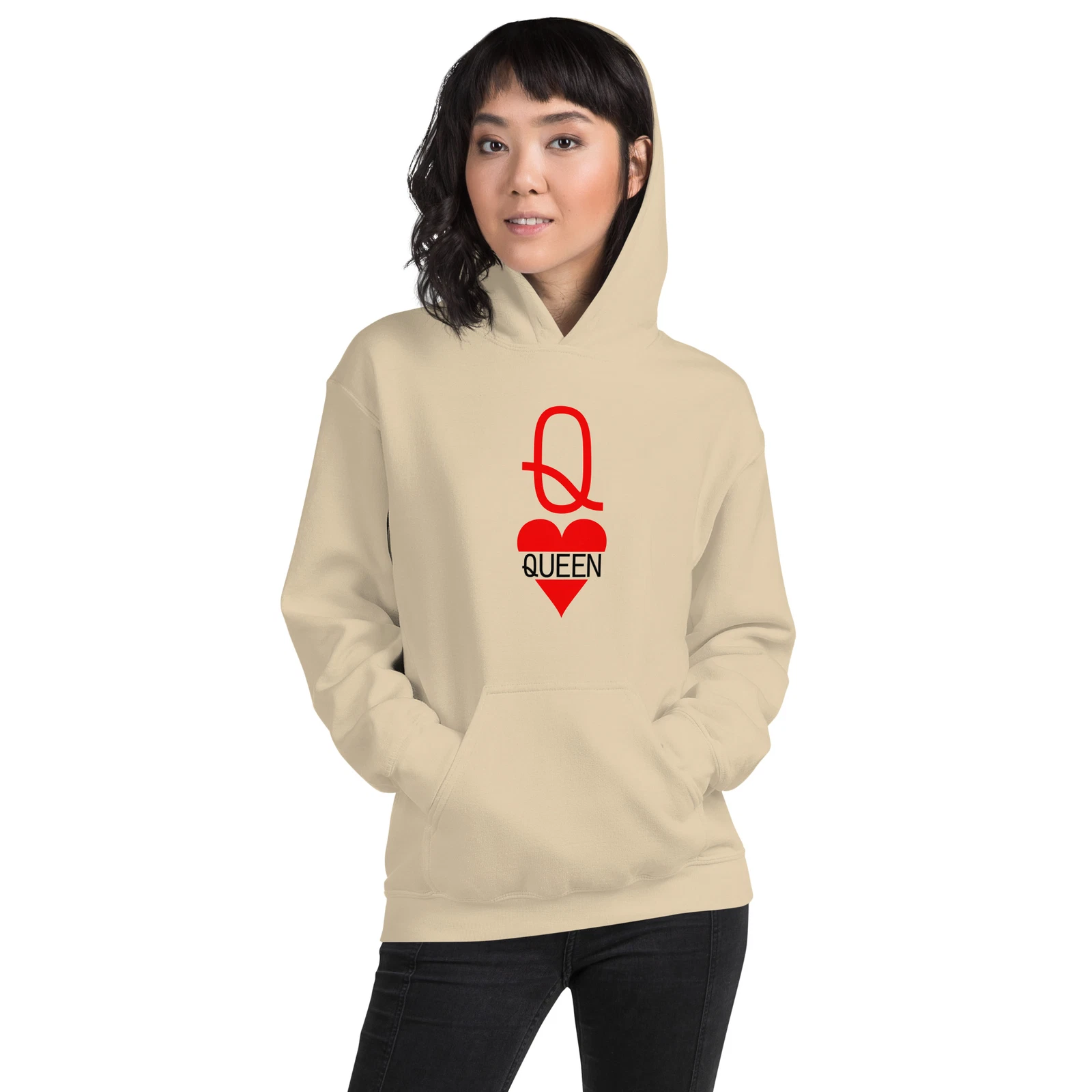 VALENTINO Felpa con cappuccio unisex coppia Queen of Hearts