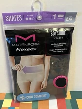 New size 2XL Maidenform Flexees Boyshort FP0050 firm black Cool Comfort