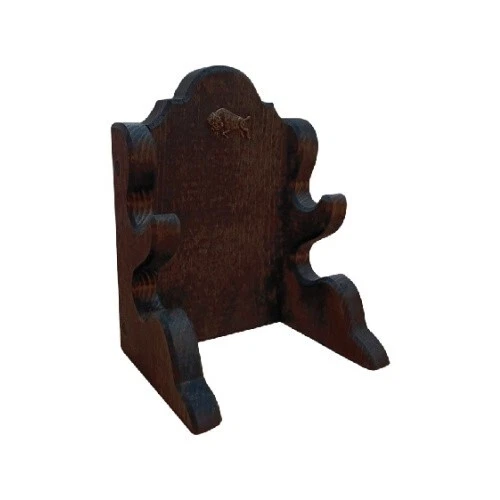 Expositor de soporte de cuchillo de madera rústico de dos lugares con acento de búfalo de latón Foto 3 de 4