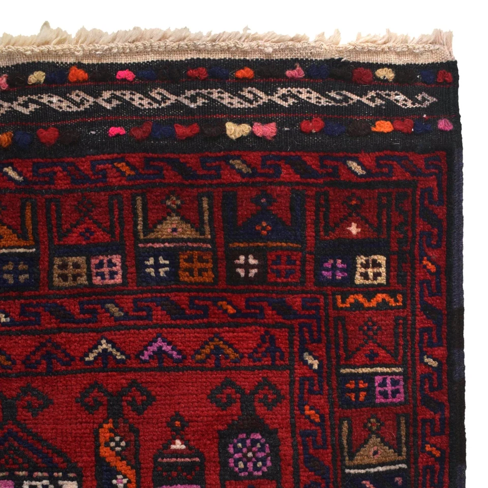 Prayer Rug Tribal Handmade Wool Afghan Area Rugs Red Carpets 2'6"x4'8" ft W12030 - Image 3 of 4