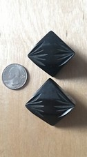 Bakelite Buttons, Vintage, Heavy Carved Black Coat Jacket Buttons, Set Of 2pcs.