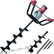 DC HOUSE 1500W Electric Post Hole Digger Tools with 6" Digging Extension Rods