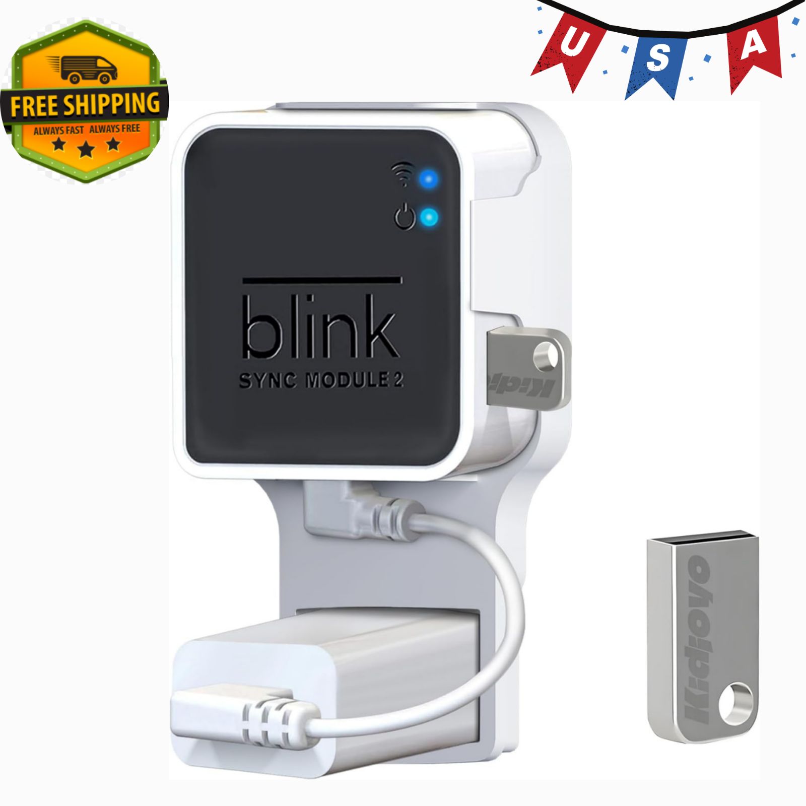 256GB USB Flash Drive and Outlet Wall Mount for Blink Sync Module 2 save Space..-image