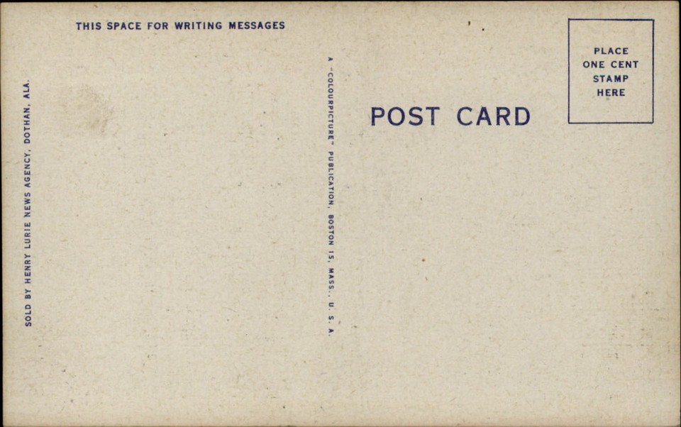 Dothan Alabama Post Office American flag mailbox unused vintage linen