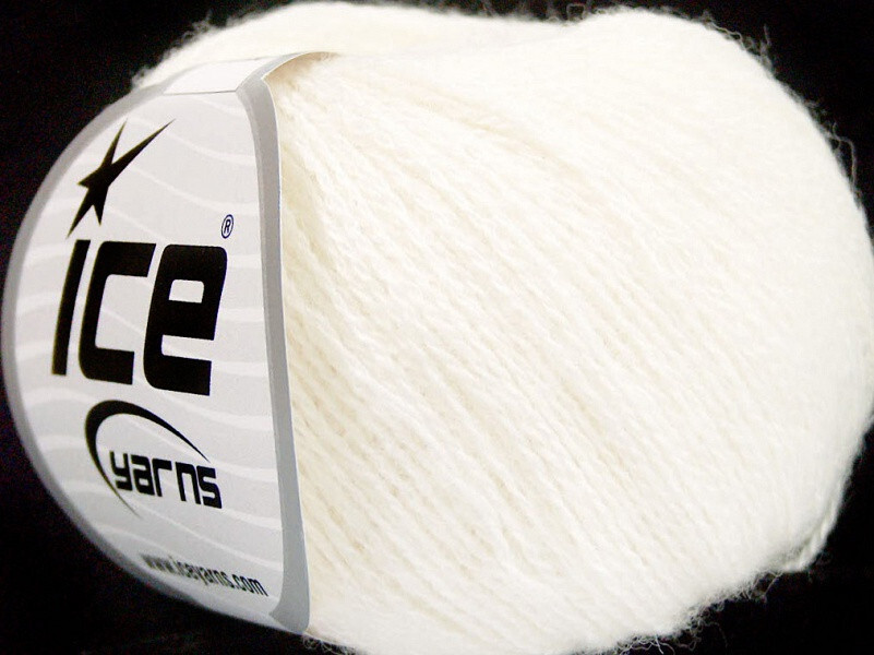 NATURAL SILK MERINO Wool Luxury Ice Yarn 25g - WHITE