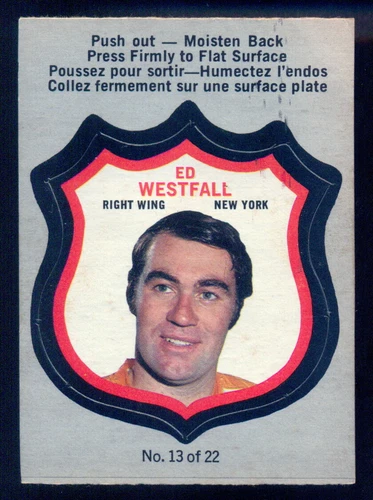 1972-73 OPC O PEE CHEE HOCKEY NHL Player crest #13 Ed Westfall EX Rangers Bruins