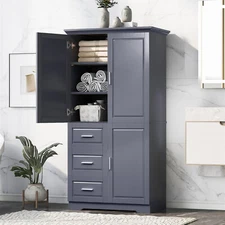 Tall Bathroom Cabinet Freestanding Storage Cabinet with Doors and Three Drawers