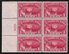 U.S., 1913, Scott #Q1, Parcel Post, Plate Block of 6, Mint, N.H.