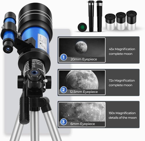 Portable Beginner Telescope with 3 Optical Eyepieces & Easy Assembly for Kids - Picture 6 of 8