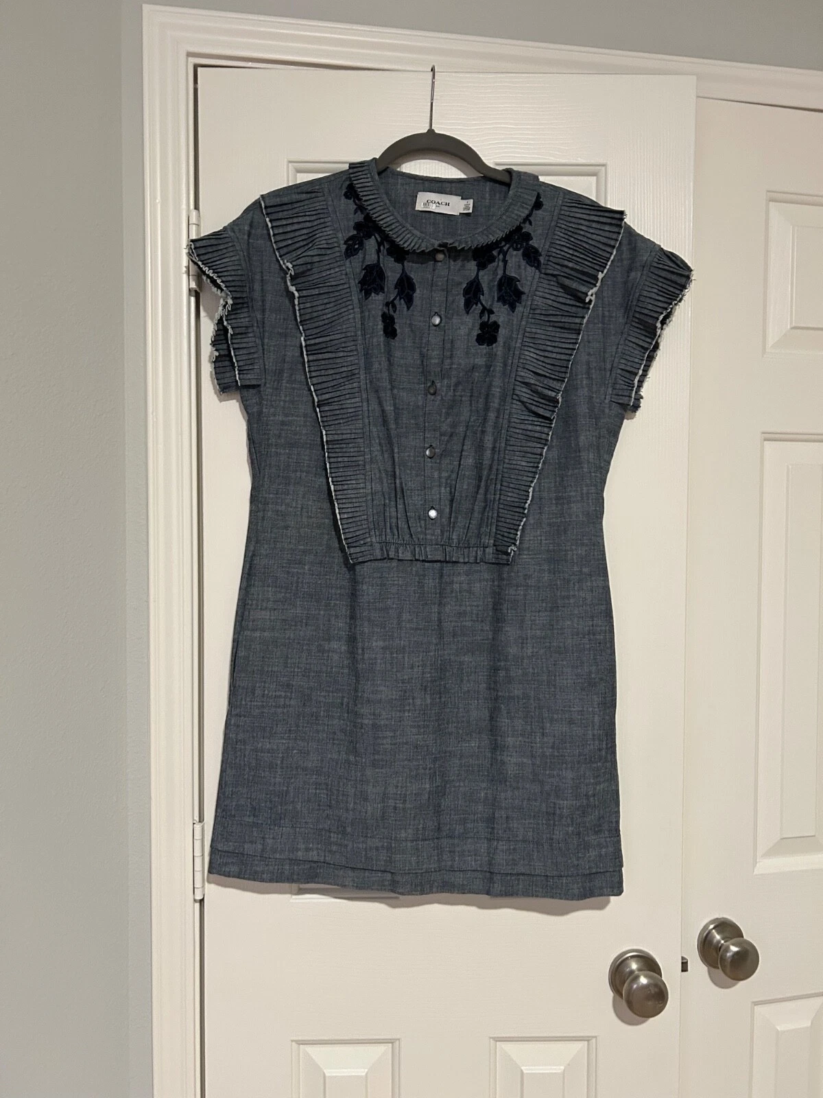 Abito Coach Chambray corto prateria taglia 6 estivo casual comodo volant