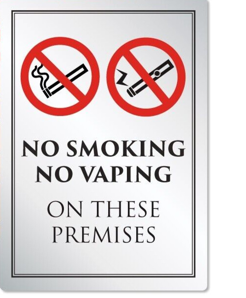 No Vaping Smoking Allowed on Premises Sign Pub Restaurant Shop Notice 210x 297mm