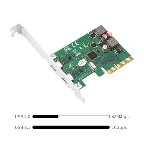 PCI-E 2-Port USB3.1 Type-C Expansion Card 10Gbps High Speed Self-Powered Adapter - Bild 2 von 8