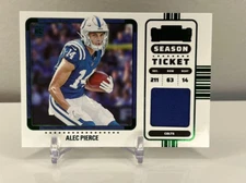 Alec Pierce 2022 Contenders Emerald Season Ticket Rookie Patch #RSV- API Colts