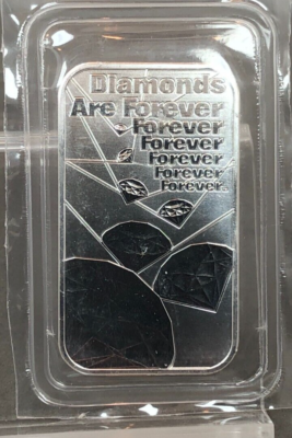 007 James Bond ~ 1 oz 9999 Silver Bar ~ Diamonds Are Forever ~ The