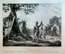 Godefroy Engelmann Lithograph 1820s French Captain Eats Rabbit Napoleon #77