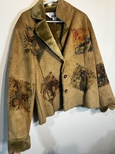 Vintage Trail Of Painted Ponies Boho Western Horse Faux Suede Fur Button Coat Xl
