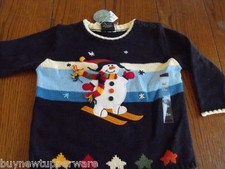 The Children's Place 24 months Holiday Sweater Skiing Snowman Blue New Free Ship