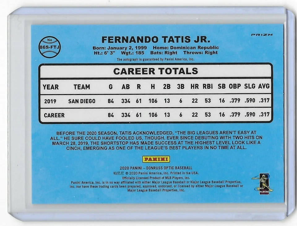 Fernando Tatis Jr. 2020 Donruss Optic Retro '86 Plata Autógrafo #86S-FJT Padres Foto 3 de 4