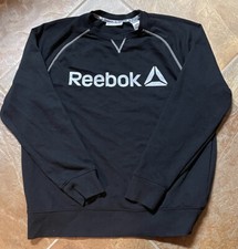 Men's Reebok Logo Long Sleeve Sweatshirt Black Size Large Preowned