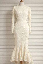Vintage 80s Karen Okada Ivory Lace Mermaid Dress David Howard Formal Wedding