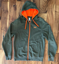Under Armour STORM Full Zip Green with Orange Loose Hoodie Sweatshirt M Logo