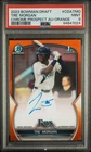 2023 Bowman Draft Tre Morgan Chrome Auto Orange Refractor 1st #16/25 Rays PSA 9