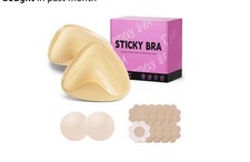 Double Sided Push Up Sticky Bra Pads, Large Beige