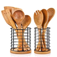 2 Pieces Utensil Holders, 5.1*5.1*5.8 and 3.7*3.7*5.8 inches Kitchen Utensil ...